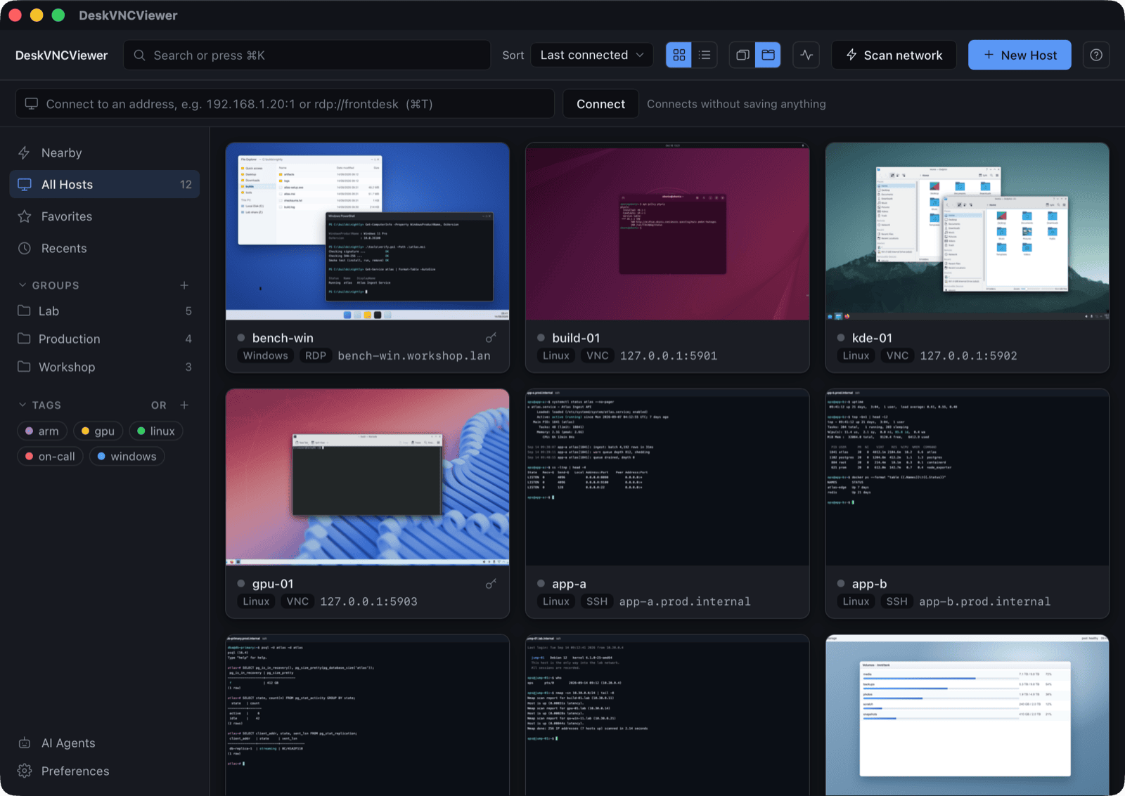Upstream DeskVNC host library with demo machines